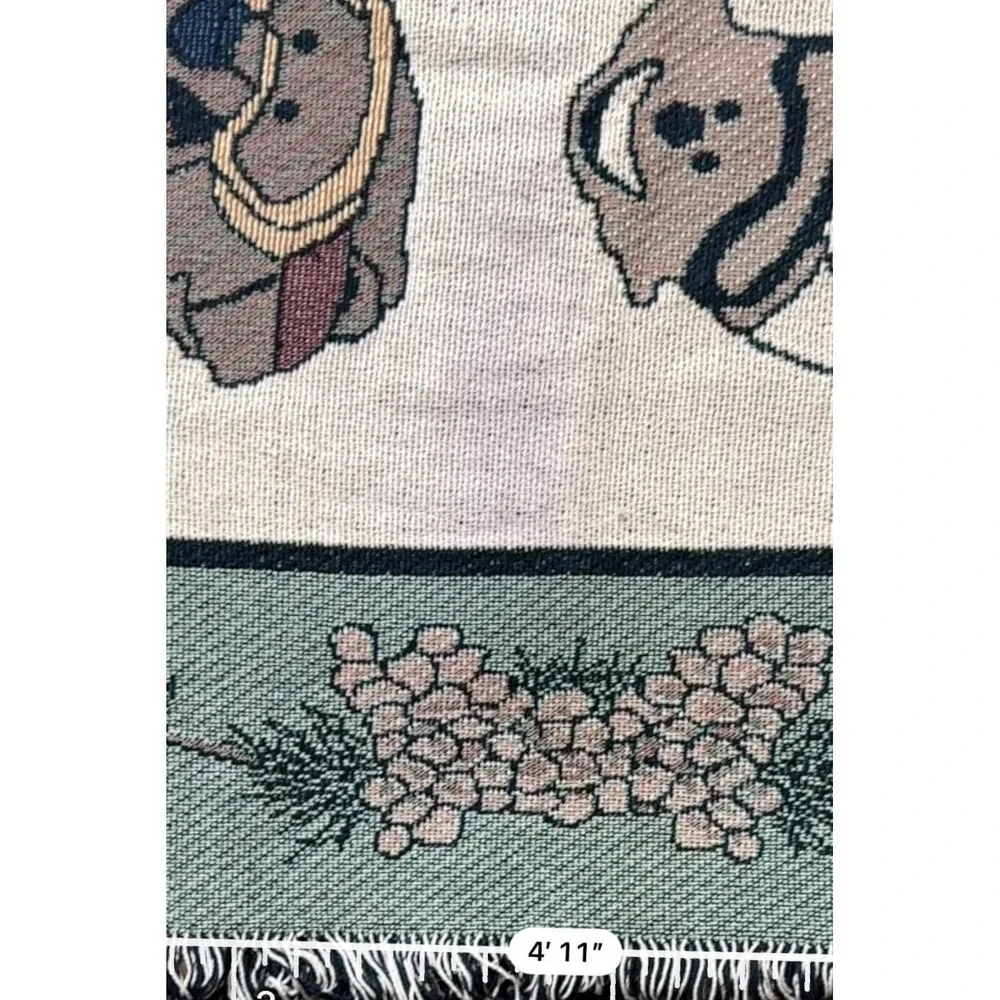 Salt Lake 2002 Olympics Woven Throw Blanket OS Green Excellent Tapestry Mascot